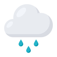 Rain icon with cloud and drop, vector illustration in flat style
