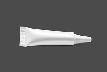 blank packaging cosmetic serum tube isolated on gray background