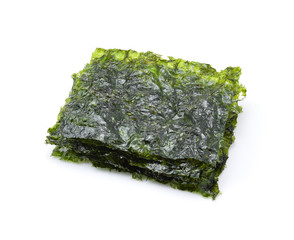 Sheet of dried seaweed, Crispy seaweed isolated on white backgro