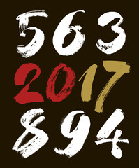 vector set of calligraphic acrylic or ink numbers