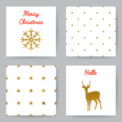 Set of Christmas cards. Vector templates for invitation card or holiday decor. Place for your message.