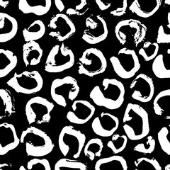 Vector illustration Leopard print seamless pattern. Black and white background