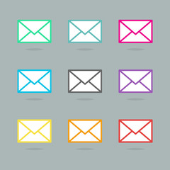 Mail icon colorful set vector
