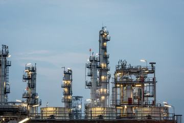 Obraz na płótnie Canvas Oil Refinery factory Petroleum at twilight sunset