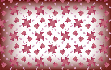 Delicate pink hearts on a blurred white background