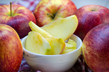 pieces of sliced apples on a plate