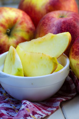 pieces of sliced apples on a plate