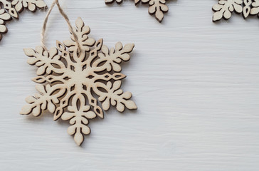 wooden snowflakes