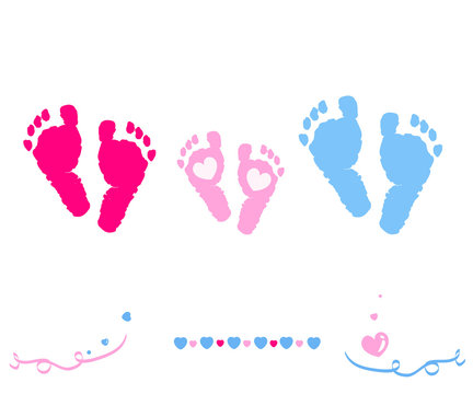 Baby foot prints with family foot prints 