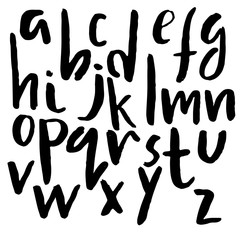 Hand drawn font made by dry brush strokes. Grunge style alphabet