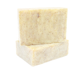 homemade soap bar isolated with clipping path