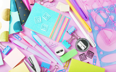 Colorful stationery, closeup