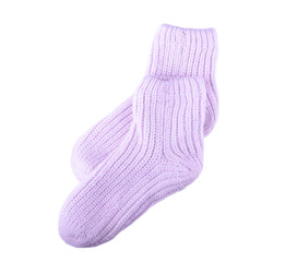 Warm socks on white background