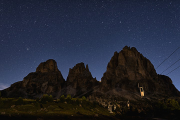 Group of the Langkofel, Dolomites in the summer night
