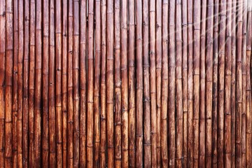 bamboo fence background and bamboo texture in dark tone