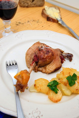 Duck confit with potatoes sarladaises