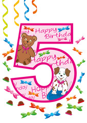 buon compleanno numero cinque rosa