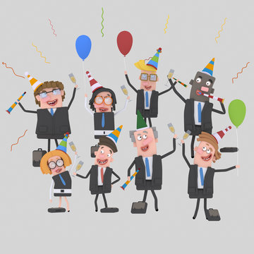 Teamwork toasting with champagne.
Custom 3d illustration contact me!