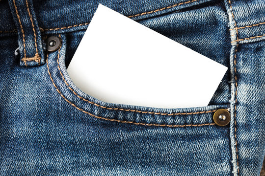 pocket of jeans with a blank