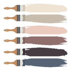 Paint brush icon and color swatch strokes vector. Pale color palette for design.