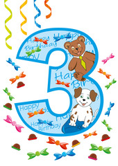 buon compleanno numero tre blu
