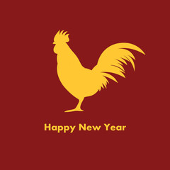 Vector illustration of color flat silhouette of cock, rooster