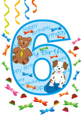 buon compleanno numero sei blu
