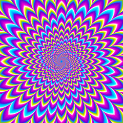 Iridescent background with spirals. Motion illusion.