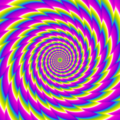 Fototapeta na wymiar Iridescent background with twisted spirals. Spin illusion.