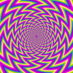 Fototapeta na wymiar Iridescent zigzags. Spin illusion.