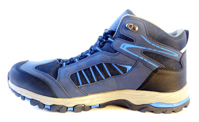 New trekking shoe isolated on white background closeup