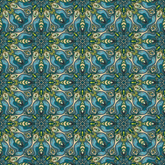 Ornate floral seamless texture, endless pattern with vintage mandala elements.
