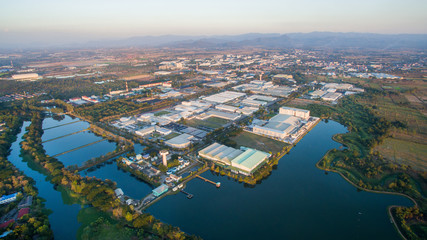 Aerial view of Industrial Estate northern thailand.