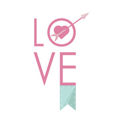 love greeting card with heart arrow and banner pastel color vector illustration eps 10