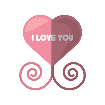 i love you pink heart decorative shadow vector illustration eps 10