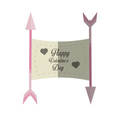 happy valentines day card arrows with banner shadow vector illustration eps 10