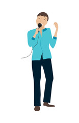 Man singing into microphone vector