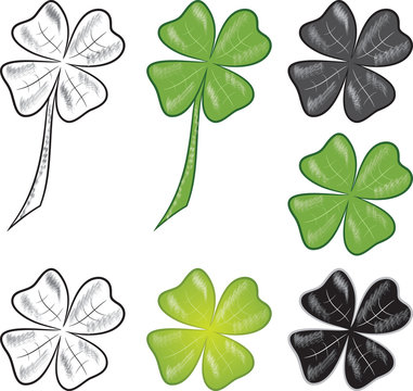 Clover symbol illustration with different colors.