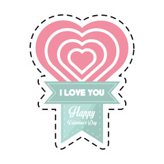 happy valentines day card big heart cut line vector illustration eps 10