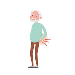 Illustration of backache in Senior man. Vector Illustration