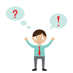 Thinking cartoon businessman, illustration