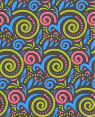 Vintage Seamless Pattern In Bright Colors.