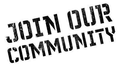 Join our community stamp. Grunge design with dust scratches. Effects can be easily removed for a clean, crisp look. Color is easily changed.