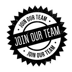 Join our team stamp. Grunge design with dust scratches. Effects can be easily removed for a clean, crisp look. Color is easily changed.