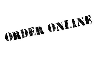 Order online stamp. Grunge design with dust scratches. Effects can be easily removed for a clean, crisp look. Color is easily changed.