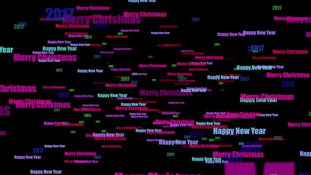 Happy New Year And Merry Christmas 2017 Text Animation 4K Loop