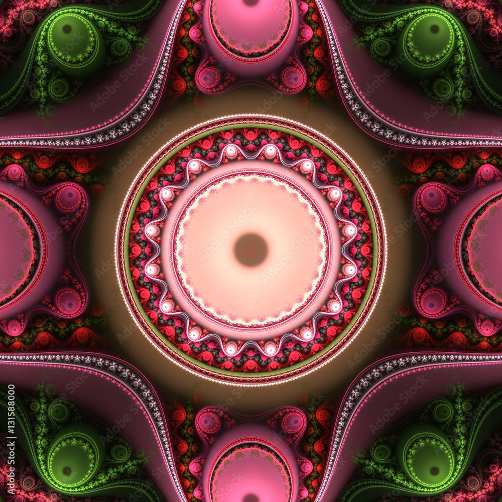 Poster abstract bright multicolored fractal computer generated image