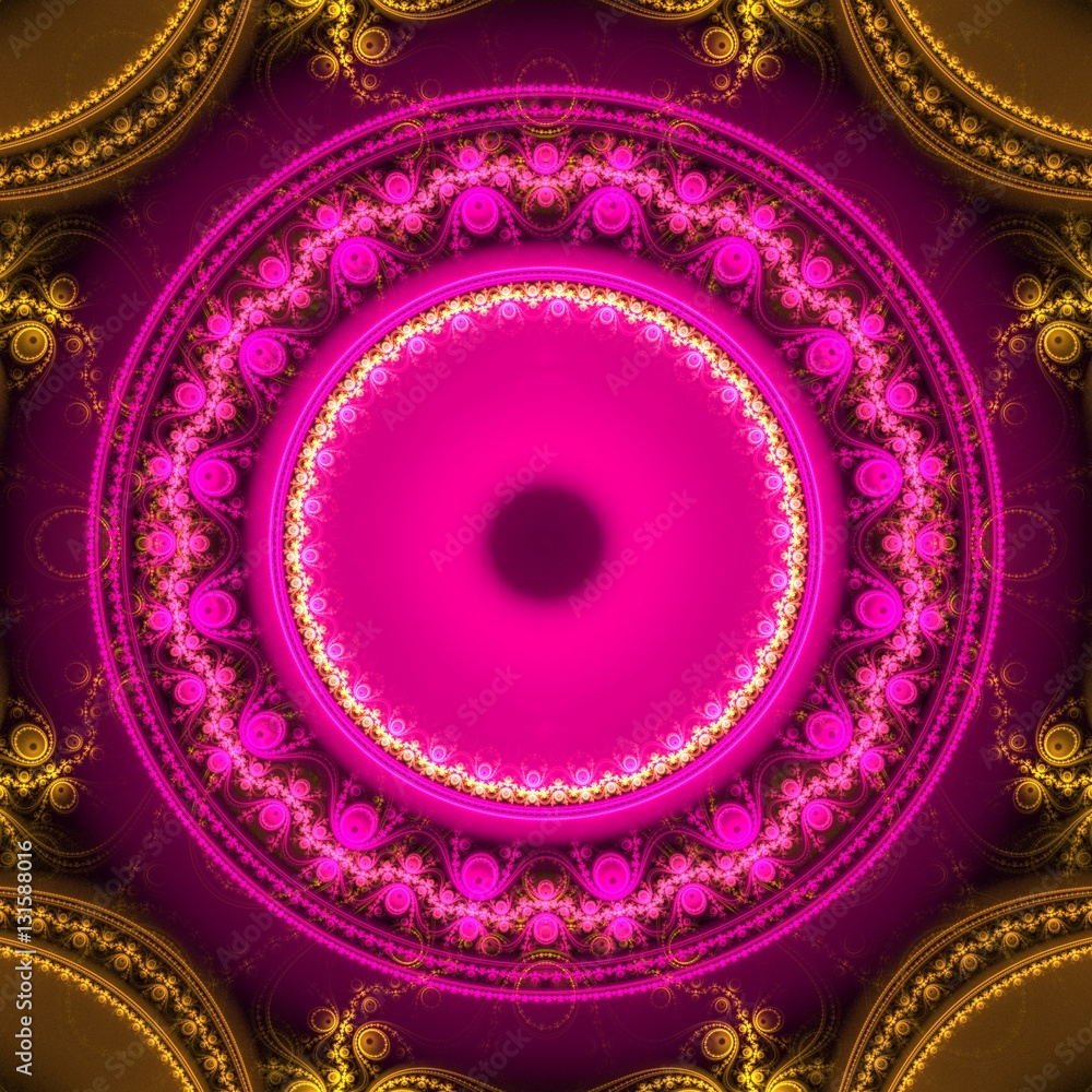 Poster abstract bright multicolored fractal computer generated image