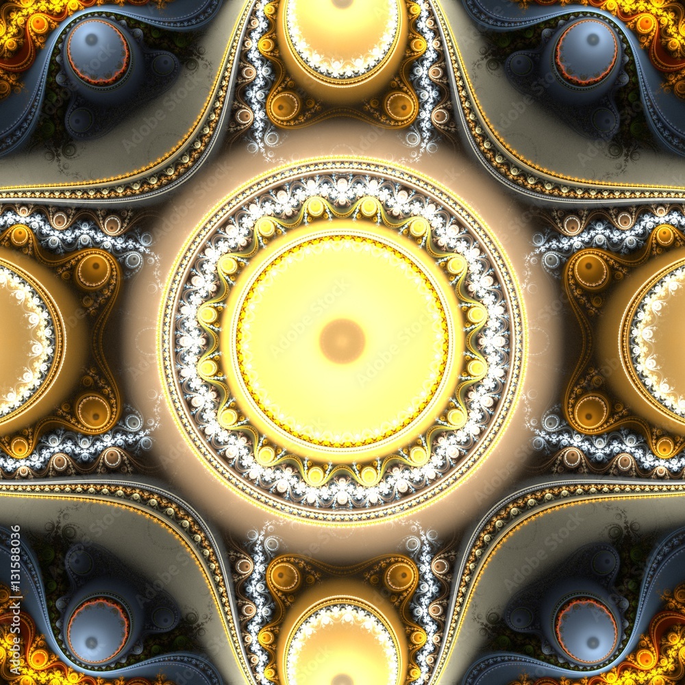 Poster abstract bright multicolored fractal computer generated image