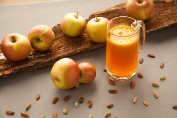 Healthy fresh just squeezed apple juice.